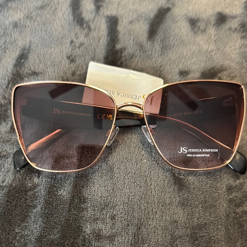 Jessica Simpson Black and Gold Square Sunglasses